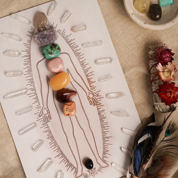 Chakras du corps humain et pierres